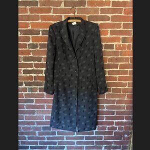 Vintage Harvé Benard long blazer coat in black/white pattern, vintage size 12